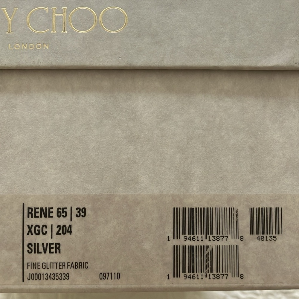 NWT Jimmy Choo Rene 65 - Silver Glitter/Metallic, size 39 - Picture 8 of 8
